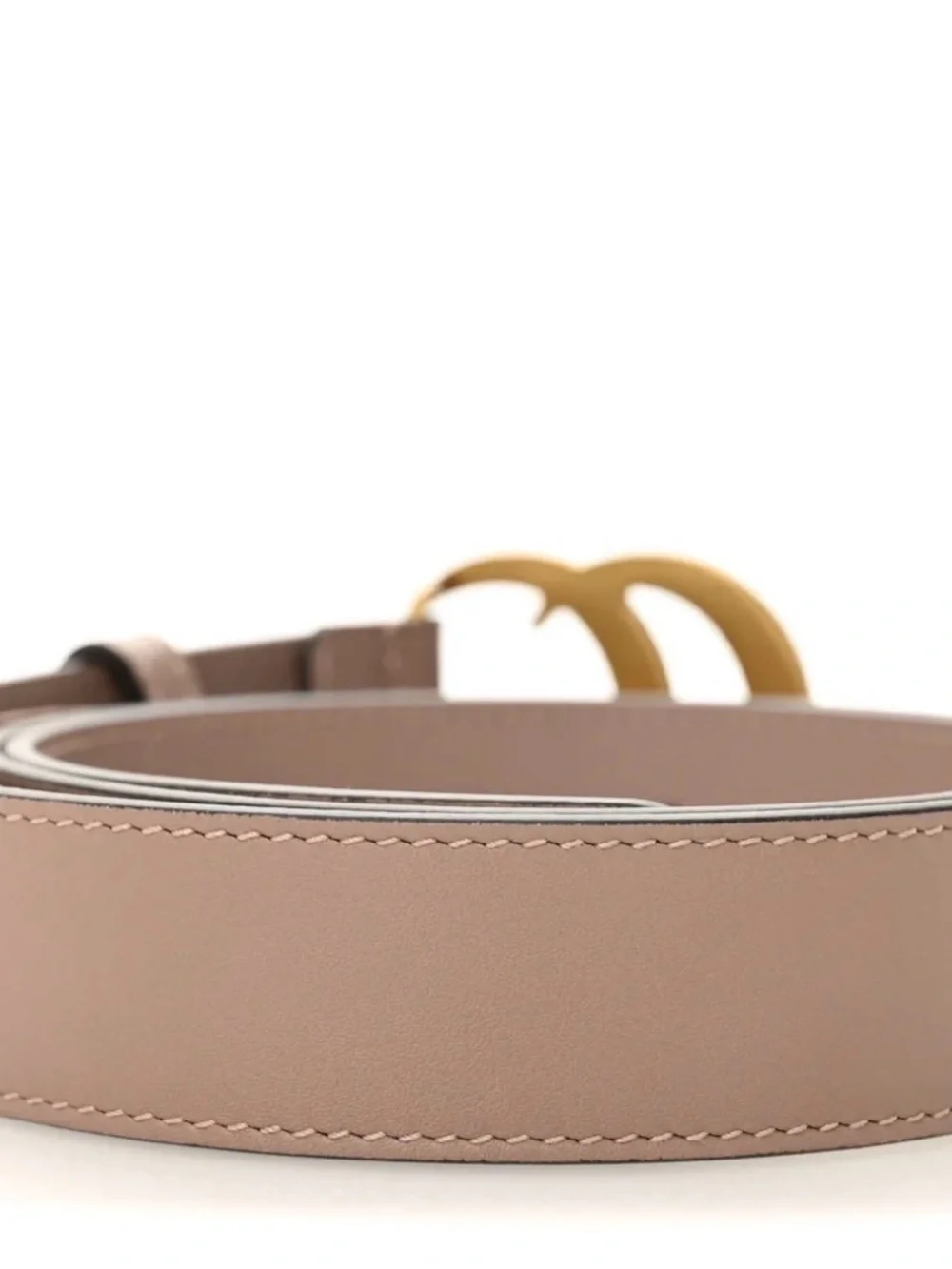 Gucci Taupe Leather Belt with Gold Double G Buckle